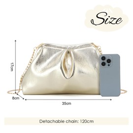 EVEOUT Dumpling Clutch Bag for Women Cloud Bag Stylish Leather Clutch Bag for Wedding Dinner Party, gold