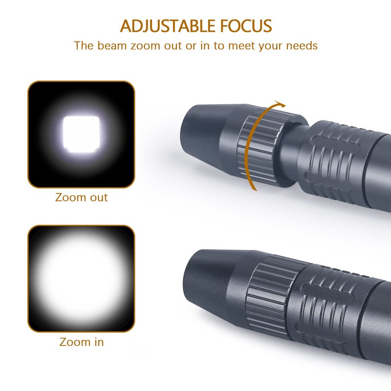 LIGHTFE D12 Zoomable Pen Light, Reusable Medical Pocket light with