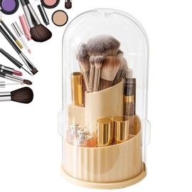 Make Up Brush Holder Organizer - Desktop Organizer,360 Degree Rotating Storage Containers Dustproof with Lid for Cosmetics Brushes Travel Bathroom Desk Dresser