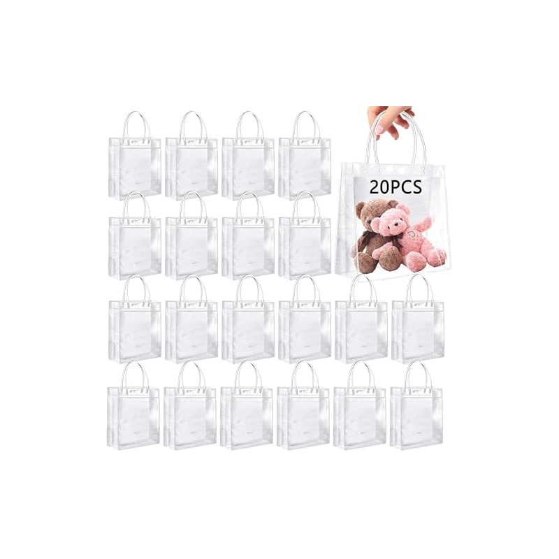 20PCS Bolsas de Regalo de PVC Transparente con Asas, Bolsas