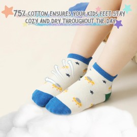 Aroveea Baby Toddle Socks Grip Non Slip Kids Boys Girls Cotton 12 Pack Ankle Cute Newborn Socks 6-12Month