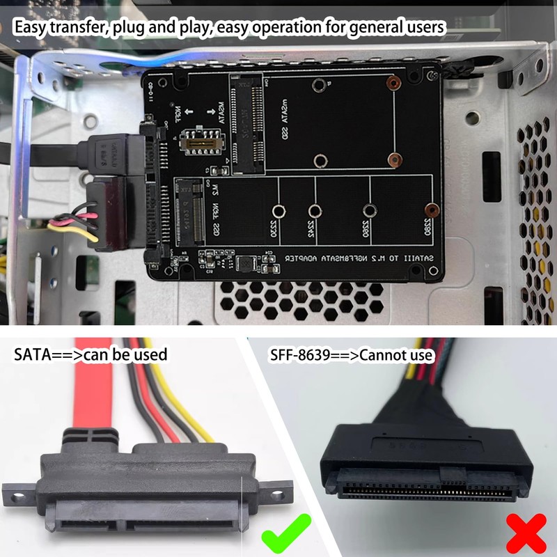 EuAcesry NGFF SSD to SATA3 Adapter and Enclosure for SSD,