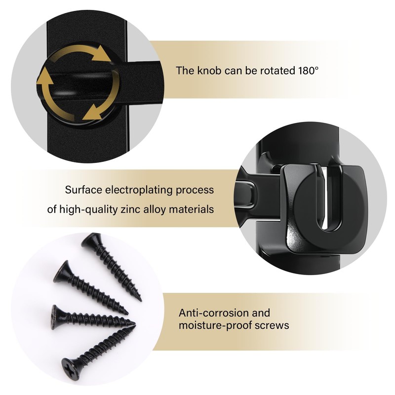 90/180 Degree Door Lock, Black Gate Flip Sliding Barn Gate