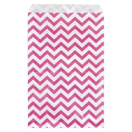 888 Display - 200 pcs of 5" x 7" Pink Chevron Paper Gift Bags Shopping Sales Flat Bags