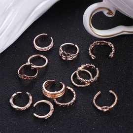 Pokinge 12pcs/Set Open Toe Rings,Adjustable Women Toe Ring Set Toe Band Ring Foot Knuckle Rings Jewelry Beach Foot Jewelry For Women