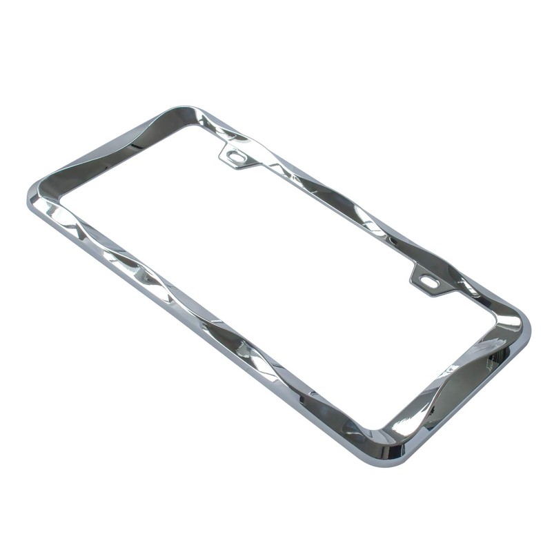 2Pcs Sgooky 3D Curly Wave Pattern License Plate Holder Chrome