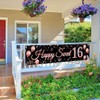 16th Birthday Decorations for Girls, Sweet 16 Birthday Banner Black