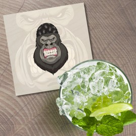 Unbranded Cartoon Angry Gorilla Head Skull Mascot Animal 4'' X 4'' Square Wooden Coaster