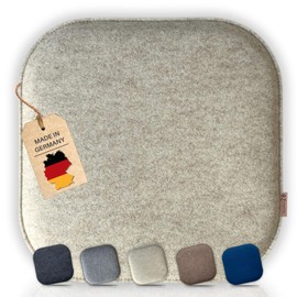 kontor28® - Seat Cushion Felt Handmade in Germany | Seat Cushion Chair 37.5 x 37.5 cm Made of rPET Felt Soft and Robust Padding | Seat Cover Chair for Indoor and Outdoor Use | Beige Set of 1