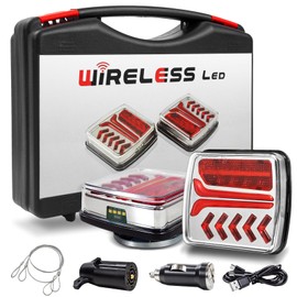 Wireless Trailer Lights Magnetic Kit with 7-Pin Transmitter, Rechargeable LED Tail Light for Trailer, Truck, RV, Boat – No Wiring Needed, Waterproof Wireless Tow Lights with Brake & Turn Signals