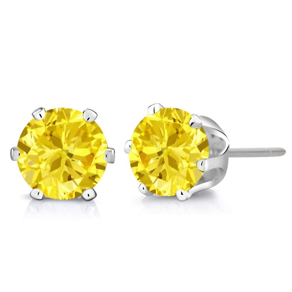 Gem Stone King 6MM Canary Yellow Round Cubic Zirconia CZ