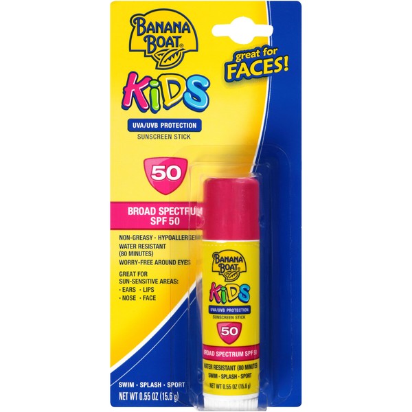 Banana Boat Kids Sunscreen Stick SPF 50 .55 oz UVA/UVB Protection