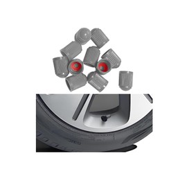 Mandark 50PCS Car Tire Stem Valve Caps, Dustproof Vehicle Stem Covers with O Rubber Ring, Airtight Seal Automotive Interior Tyre Air Cap Accessories, Universal for Bikes Truck Motorcycles (Gray)