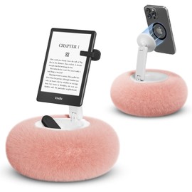 SupeDesk Magnetic Phone Pillow Stand, Phone Holder for Bed,Lap,Desk, Cozy Pillow Holder with Bowl and Suction Cup, Compatible with 3.5-7" iPhone,E-Reader, Kindle, Pink