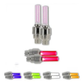 Par Tapones Valvula Pivotes Con Luz Llanta Auto Bici Moto F1                                                                                          