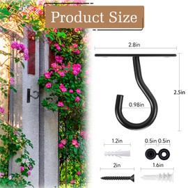 Ceiling Hooks for Hanging Plant, Hanger for Indoor and Outdoor Planters Pots Holder, Wall Hook for Plant, Flower Basket, Wind Chimes, Lanterns, Lights, Bird Feeders, Home Decor-2.5Inch 4Pack