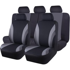 UUE Car Seat Covers Universal Fit Complete Set, Seat Covers Car Universal Set (Full Row, Grey and Black), Car Seat Covers for Normal Seats, 2 Front Seat Covers, 1 Rear Seat Cover