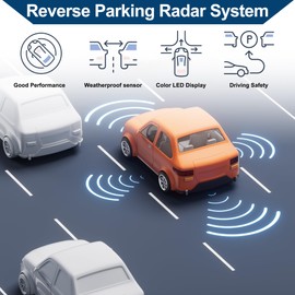 Hihaha Car Auto Vehicle Reverse Backup Radar System LED Distance Display Reverse Parking Sensors Distance Detection 2 Parking Sensors Black