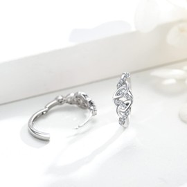 Celtic Knot Hoop Earrings 925 Sterling Silver Cross Irish Trinity Knot Hoop Earrings Hypoallergenic Good Luck Celtic Jewellery Gift for Women Girls