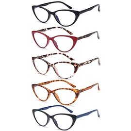 EYEURL 5 Pack-Reading Glasses for Women Fashion Cat Eye Reading Glasses Blue Light Blocking Computer Readers with Spring Hinges Cat Eye Eyeglasses2.25