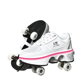 2-in-1 Roller Skates & Sneakers Unisex Retractable Wheels Outdoor Fun & Fitness Kick Roller Shoes