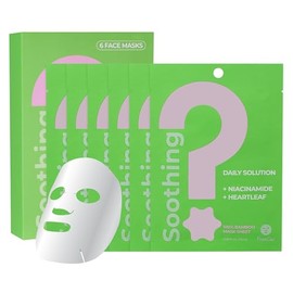 FreeGo Soothing Daily Solution Niacinamide Heartleaf Facial Mask Sheet (6-Pack) | K-Beauty Skincare to Repaired Soothed Skin