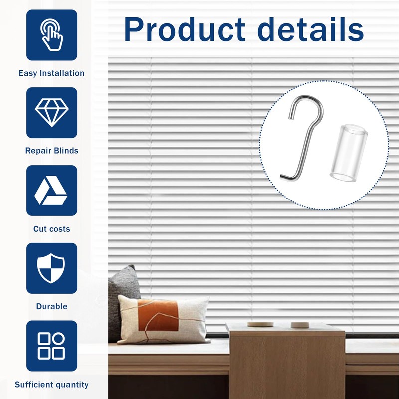 2 Set Mini Blinds Wand Replacement with Hook, Wand Wire