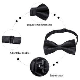 Dubulle Mens Pretied Bow Tie Set Paisley Floral Bowtie for Men and Pocket Square with Cufflinks Set,Black