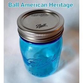 BALL BLUE Ball Mason Jar  Pint Size ~ American Heritage ~ Collector's Anniversary Lid
