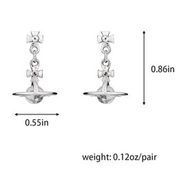 ZHOUMEIWENSP ZHOUMEIWENSP Silver Saturn NANA Earrings Planet Dangle Earrings Space Hypoallergenic Punk Earrings for Women (Silver)