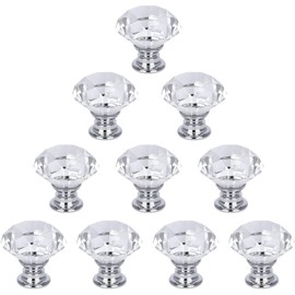10 Pcs 30mm Diamond Shape Crystal Glass Cabinet Knob