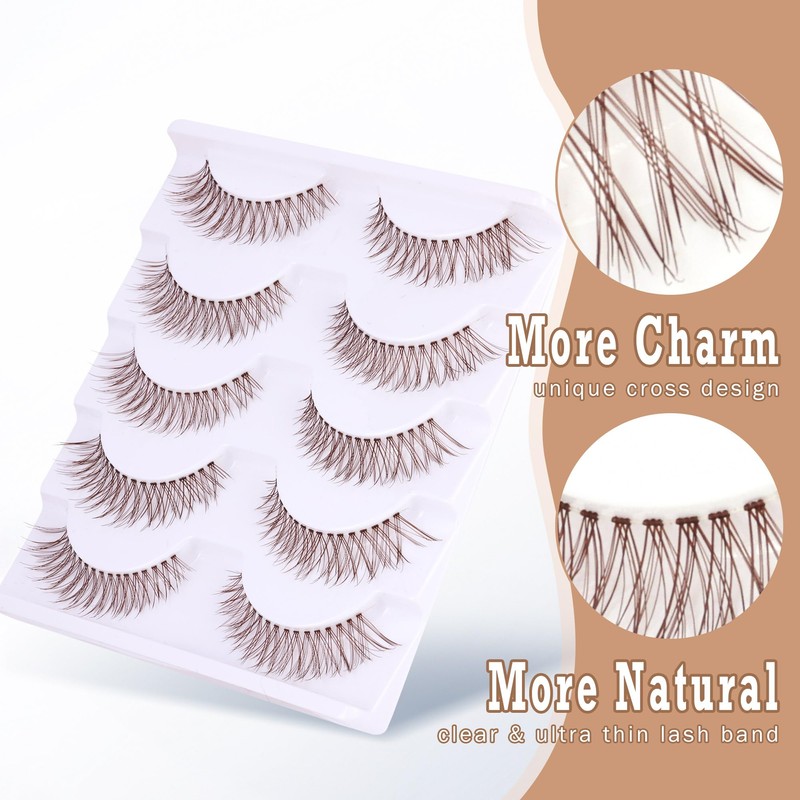 Brown Lashes Natural Look Cat Eye Lashes Brown Eyelashes Faux