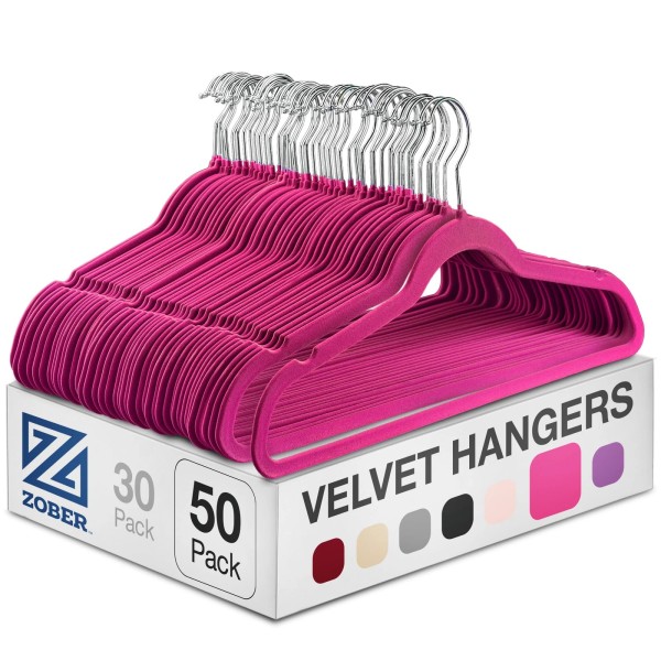 ZOBER Premium Quality Space Saving Velvet Hangers Strong and Durable
