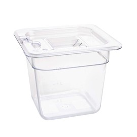 Vogue Reusable Polycarbonate Plastic 1/6 Gastronorm Container 150mm, Clear, Food Storage, -40°C to 100°C, Transparent, Dishwasher Safe | U241