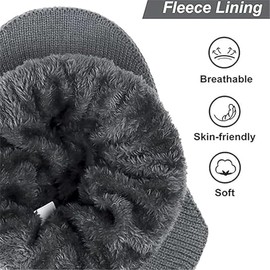 Genérico Cozy Head Beanie with Brim, Beanie Knitted Hat with Brim and Ear Flaps, Men Knit Warm Hat for Outdoor Cold Weather Ski Work