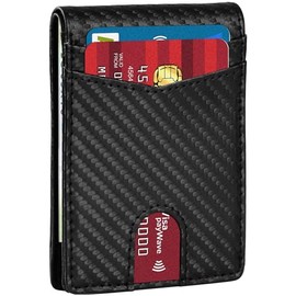 Cartera para Hombre con Monedero – Minimalista de Fibra de Carbono, Pequeña y Moderna para Caballero (Carbón)