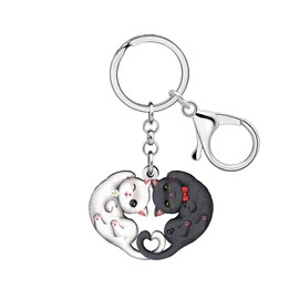 DOWAY Acrylic Cute Cat Keychain Couple Keyring Cat Lover Gifts for Couples Sisters Women Backpack Accessories Purse Charms (White)