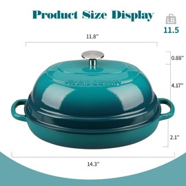 EDGING CASTING Enameled Oval Cast Iron Dutch Oven Pot with Lid, Bread Dutch Oven for Sourdough Bread Baking, 6QT, Darkcyan