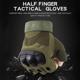 Swygoo Tactical Half Finger Gloves, Paintball Airsoft Fingerless Gloves, Airsoft Military Gloves for Motorcycle Hunting Cycling Shooting Hiking Camping Army Training Gloves MTB (M, Green)