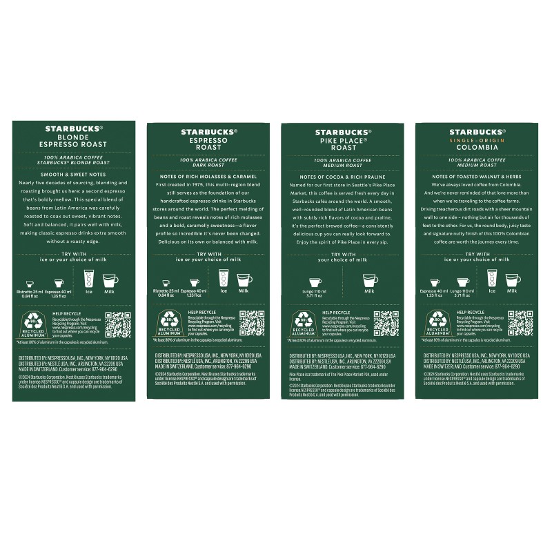 Starbucks by Nespresso Original Line Variety Pack Capsules, 60 Count