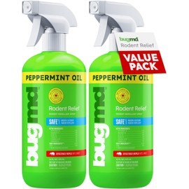 BugMD Peppermint Oil Spray for Rodents (2 Pack- 16oz) Mouse Repellent & Rodent Repellent Spray, Natural Mice Repellent with Cinnamon, Clove, and Rosemary Oils - Safe Indoor & Outdoor Use