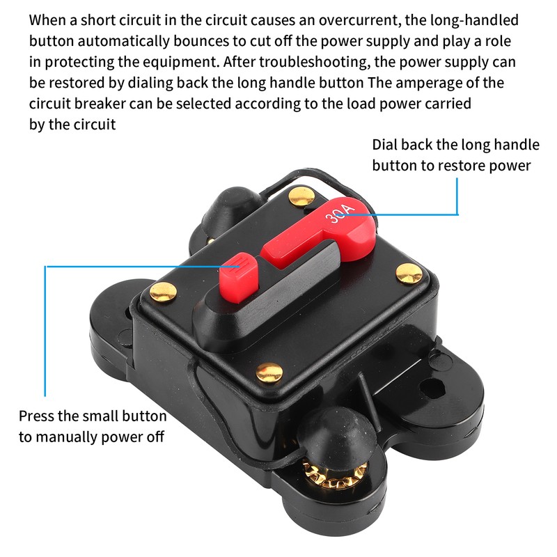 Car Audio System Fuseholder Automatic Circuit Breaker 12V‑24V DC Auto