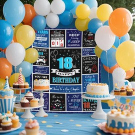 18th Birthday Gifts Blanket for Girl, 60 x 50 Inch 18 Year Old Girl Birthday Gift Cute Throw Blanket for 18th Birthday Decorations (Blue-18th)