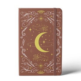 BUKE A5 Dotted Journal – 160gsm Ultra Bamboo Paper, Moon & Star Foil Cover, Flat Lay Notebook with Gift Box – 160 Pages, 5mm Dot Grid, Faux Leather Hardcover (Brown)