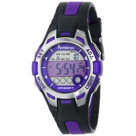 Armitron Sport Women's 45/7030PUR Purple Accented Black Resin Strap Digital Chronograph Watch