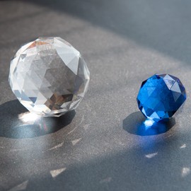 12 inch Gazing Ball Spiral Tail, Prefdo Stainless Steel Wind Spinner Stabilizer with 2 Glass Balls Prism and Hanging Swivel Hook for Outdoor Yard Garden Decoration(Royal Blue)