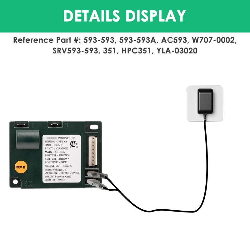 Mrgru 3V Replacement Power Adapter for Dexen Fireplace Compatible with