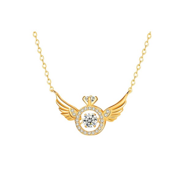 GAUEIOUR Mobile Angel Wings Brass Zircon Necklace. Smart Pendant Fashion