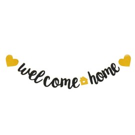 Welcome Home Banner with Two Heart and A Vivid Home Sign Flash Party Decorations, Funny Home Party Sign Decors Family Party Housewarming Banner for Family Theme Party Supplies Decorations