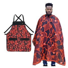King Midas Empire Barber Cape King Midas Professional Barber Cape And Hip Hop Barber Cape Set - Red Barber Cape And Apron